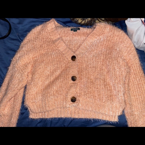 cropped peach fuzzy sweater - Picture 2 of 2